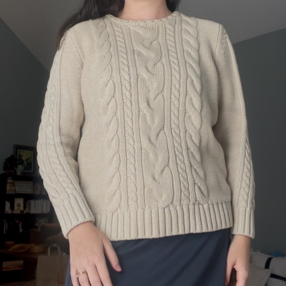L.L. Bean Women's Cable Knit Sweater - Cream